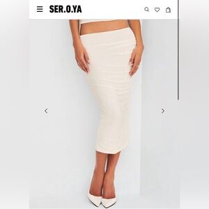 Ser.O.Ya  Ruched white Julia Midi skirt S